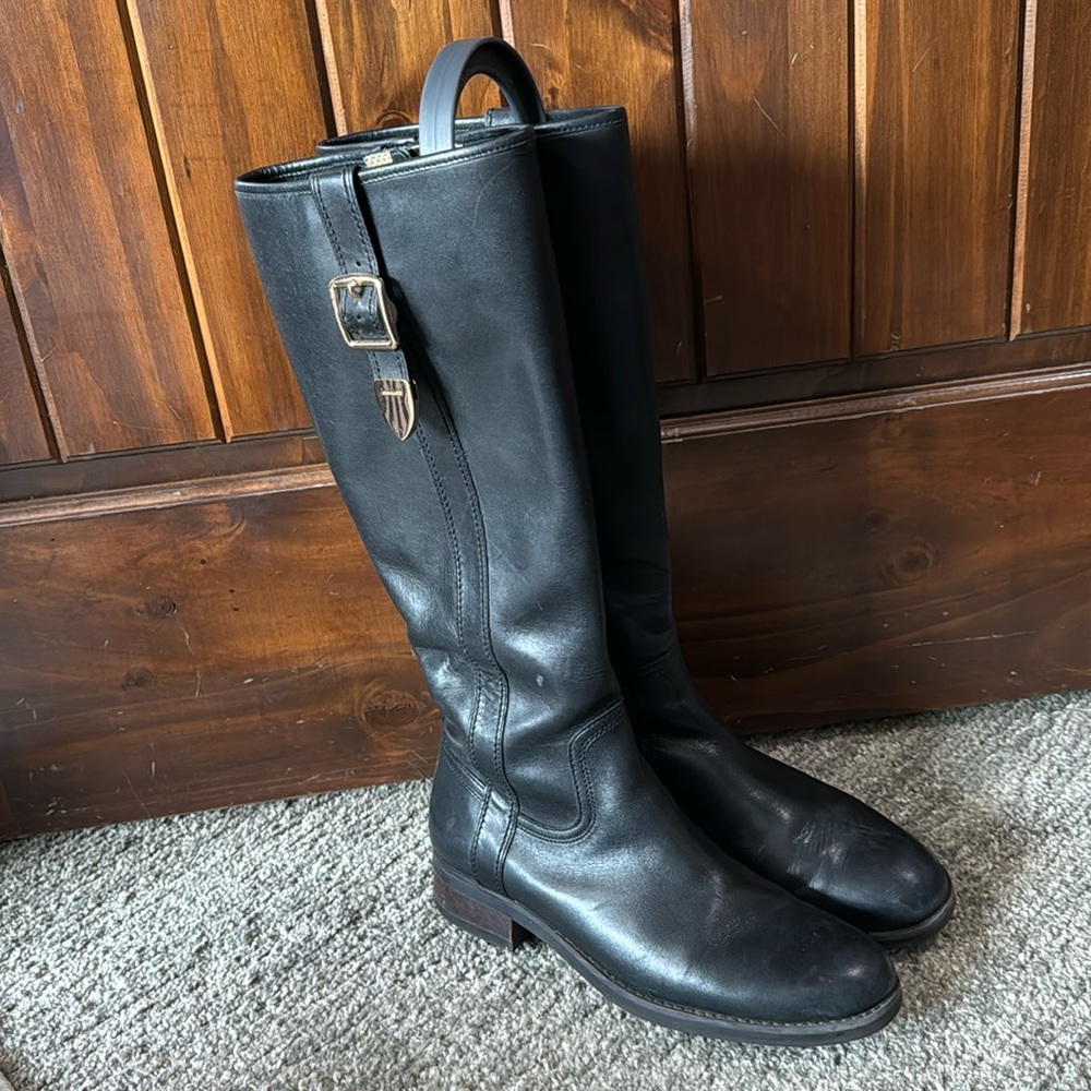 Coach riding boots tall black leather size 7.5